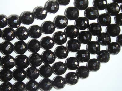 Black Spinal Faceted Round 10-11mm
